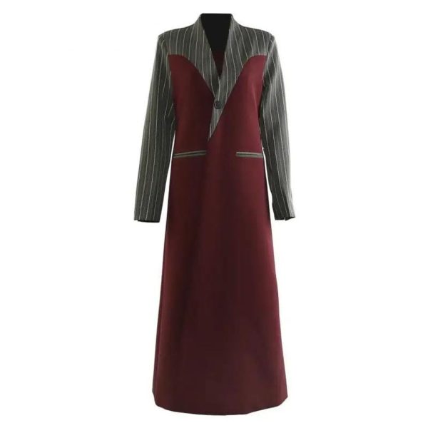 Women Spring Autumn Striped Patchwork Windbreaker All Match Loose Long Overcoat Trench Coat