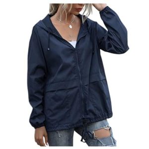 Rain Jackets for Women Waterproof Lightweight Hooded Rain Coats for Hiking Travel Outdoor Windbreaker Travel Jacket
