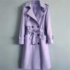 Women Elegant Long Coats And Jackets Lapel Belted Trench Coat Office Windbreaker Outerwear