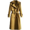 Women Elegant Long Coats And Jackets Lapel Belted Trench Coat Office Windbreaker Outerwear