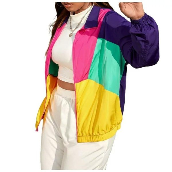 80s & 90s Retro Windbreaker Jacket - Unisex Color Block Party Jacket
