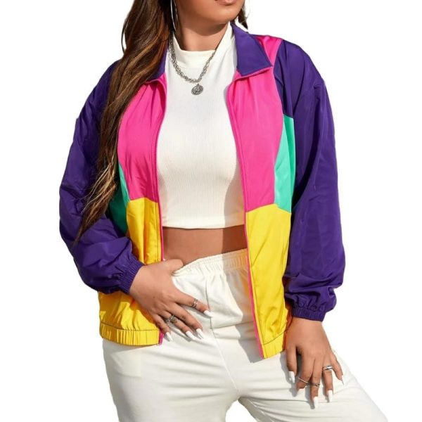 80s & 90s Retro Windbreaker Jacket - Unisex Color Block Party Jacket