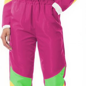 Women's Color Block 2 Piece 80s 90s Windbreaker Outfits Long Sleeve Zip Front Crop Top Tracksuit Set