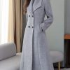 Women's Chic Shawl Collar Work Double Breasted Maxi Long Wool Pea Coat