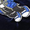 Women Long Sleeve Cartoon Embroidery Windbreaker Coat Trousers fleece Two-Piece Set