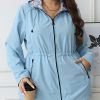 Women's Casual Reversible Coat Plus Size Floral Print Windbreaker Lightweight Jacket with Hood