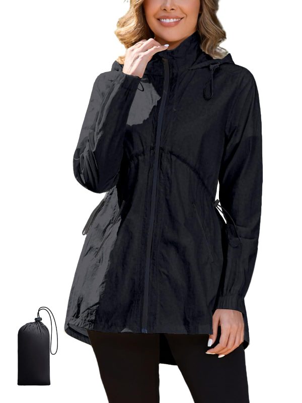 Rain Jacket Women Lightweight Waterproof Windbreaker Jacket Women Packable Raincoat with Pockets S-XXL
