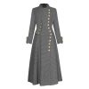 Women Designer Overcoat Winter Standing Collar Long Sleeve Single Breasted Waist Warm Windbreaker