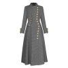 Women Designer Overcoat Winter Standing Collar Long Sleeve Single Breasted Waist Warm Windbreaker