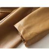 Women Sheepskin Trench Coats Midi Length Leather Outwear Double Breasted Lace-Up Windbreaker