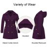 Women's Plus Size Trench Coat Double-Breasted Classic Lapel Overcoat Belted Outerwear Coat with Detachable Hood