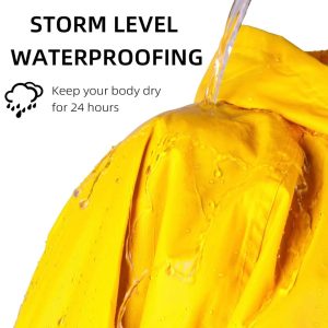 Long Hooded Raincoat Safety Waterproof Emergency Rain Jacket Poncho for Men Women Adults