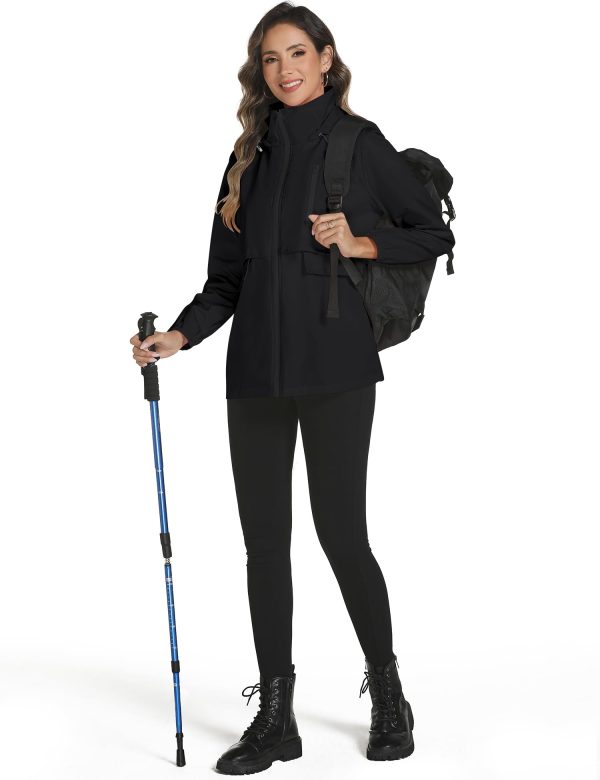 Rain Jacket Women with Hooded Lightweight Waterproof Raincoats Packable Zipper Pockets Windbreakers