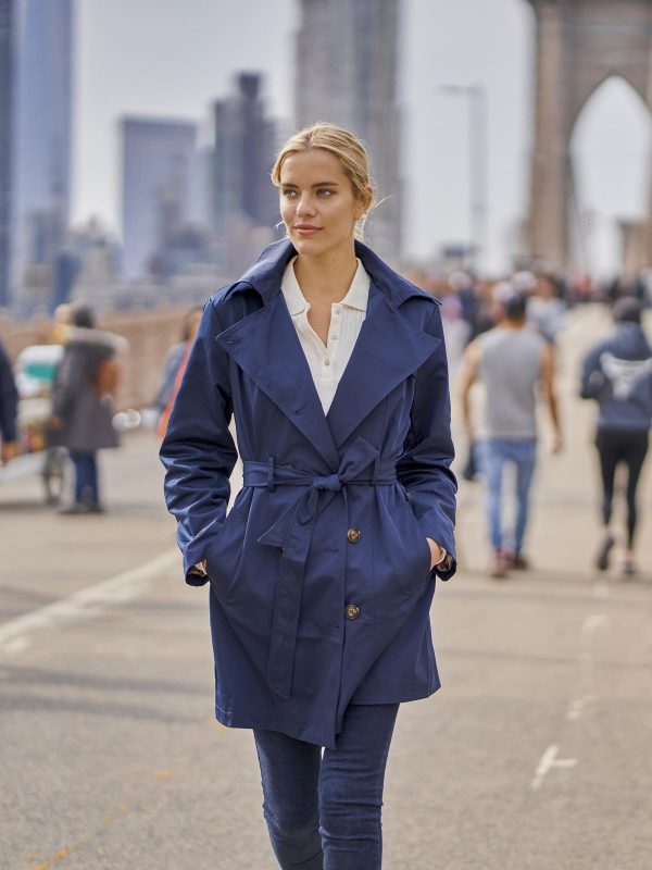 Women's Water-Resistant Trench Coat Double-Breasted Long Peacoat with Removable Hood