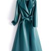 Women Leather Long Trench Coat For Turn Down Collar Sheepskin Jacket With Belt Windbreaker