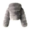 Women Short Faux Fur Coat Cropped Fluffy Jacket Hooded Winter Warm Fuzzy Splicing Jackets Long Sleeve Outerwear