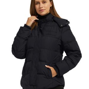 Women's Hooded Warm Winter Coat Quilted Thicken Puffer Jacket with Removable Hood