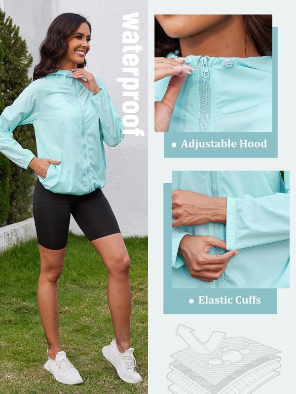 Rain Jacket Women Lightweight Waterproof Windbreaker Jacket Hooded Packable Rain Coats for Women with Pockets S-XXL