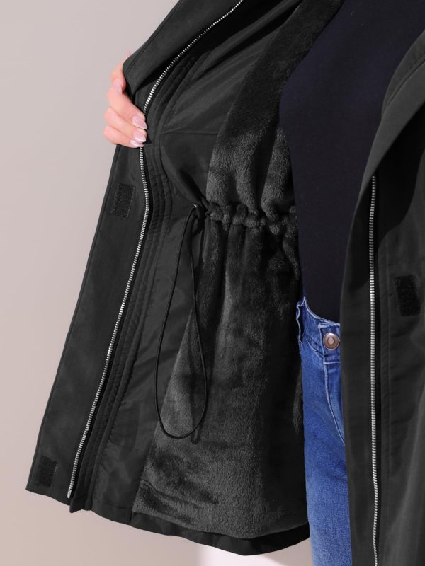 Plus Size Rain Jacket for Women Lightweight Waterproof Fleece Lined Jacket Hooded Windbreaker Coat