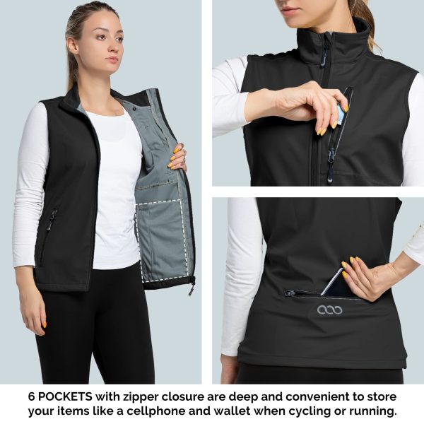 Women's Lightweight Running Vest Outerwear with Pockets, Windproof Sleeveless Jacket for Golf Hiking Travel