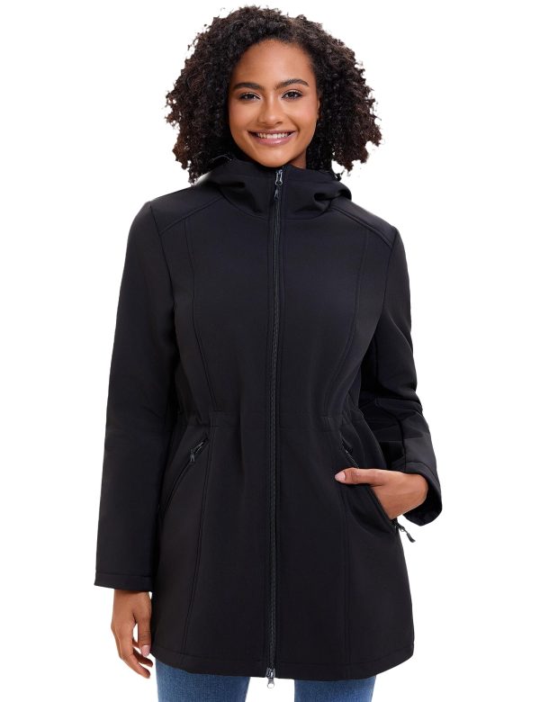 Women's Waterproof Fleece Lined Softshell Jacket Hooded Breathable Windbreaker Rain Jacket