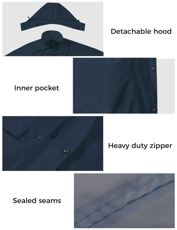 Long Rain Coat for Women Waterproof Raincoat with Hood Full Length Windbreaker Packable Trench Rain Jacket