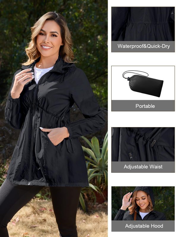 Rain Jacket Women Lightweight Waterproof Windbreaker Jacket Women Packable Raincoat with Pockets S-XXL
