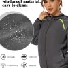 Women Rain Jacket with Hood Zipper Rain Coat Long Sleeves Raincoat Stylish Rain Suit Top Outdoor Travel Coat