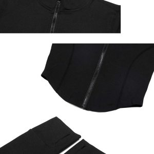 Women's Full Zip Seamless Workout Jacket Running Yoga Slim Fit Track Jacket