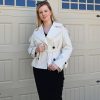 Womens Cropped Trench Coat Casual Double Breasted Short Jacket Fall Fashion Outerwear with Belt