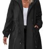 Women's Rain Jacket Plus Size Long Raincoat Lightweight Hooded Windbreaker Waterproof Jackets with Pockets