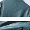 Women Sheepskin O-Neck Single-Breasted Leather Coats Mid Length Outwear Windbreaker