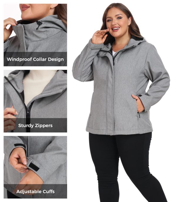 Women's Plus Size Softshell Jackets Hooded Warm Fleece Lined Windbreaker