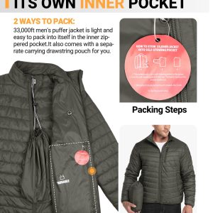 Men's Puffer Jacket Lightweight Packable Winter Jacket