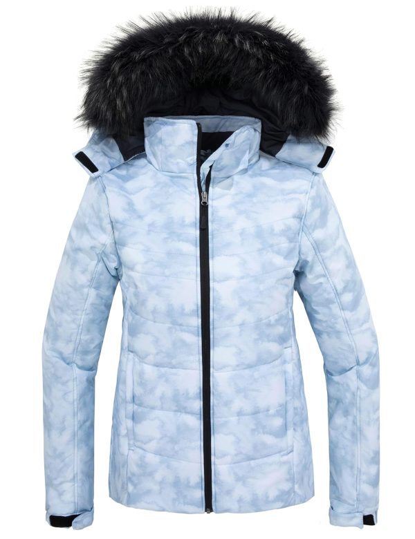 Women's Waterproof Ski Jacket Warm Puffer Jacket Thick Hooded Winter Coat