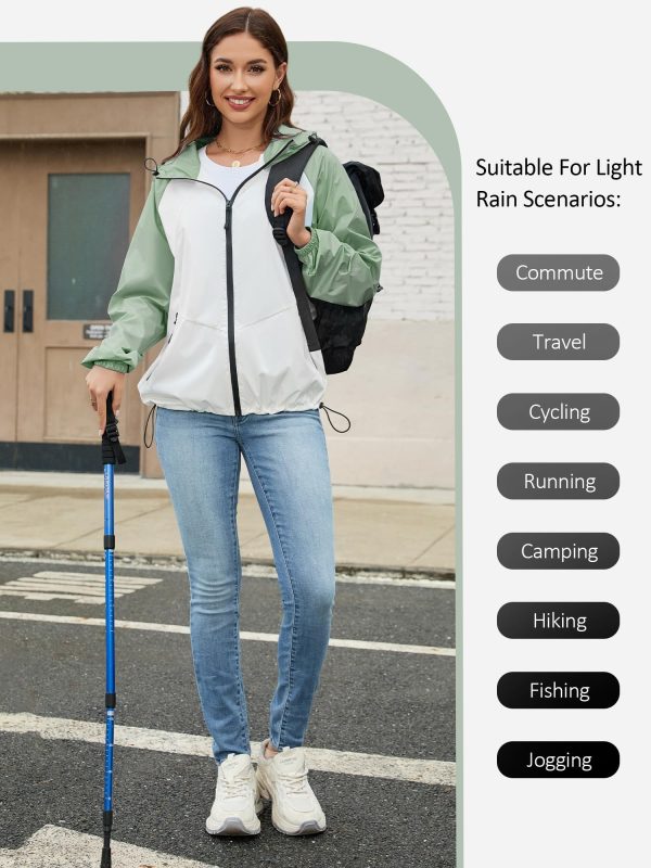 Packable Rain Jacket Women Waterproof Lightweight Rain Coats for Women with Hood Outdoor Windbreaker Jacket S-XXL