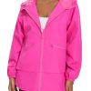 Womens Waterproof Raincoat Lightweight Rain Jacket Trench Coat Hooded Windbreaker With Pockets for Outdoor