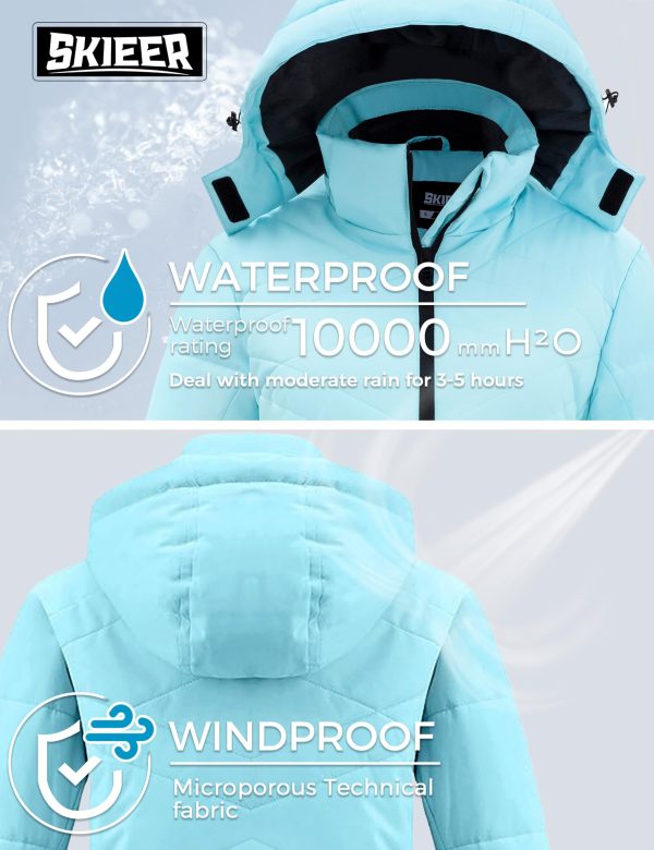 Women's Waterproof Ski Jacket Warm Snow Winter Coat Mountain Windproof Hooded Raincoat