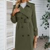 Women's Long Double-Breasted Waterproof Trench Coat with Belt