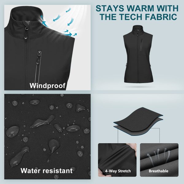Women's Lightweight Running Vest Outerwear with Pockets, Windproof Sleeveless Jacket for Golf Hiking Travel