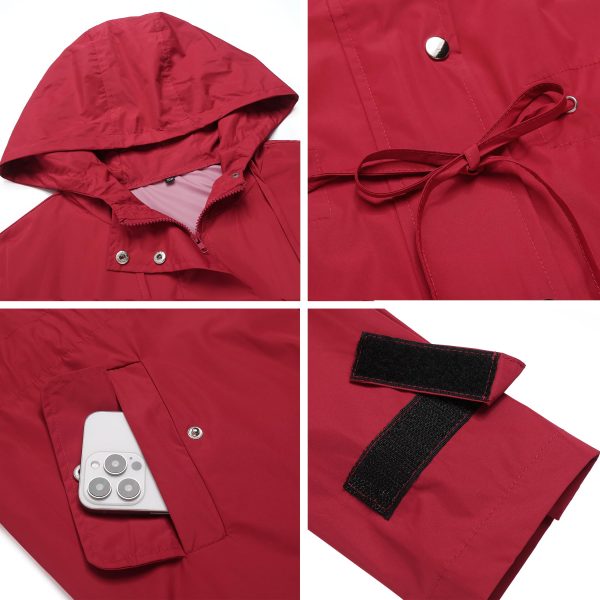 Plus Size Rain Jackets For Women Waterproof Rain Coats with Hood Lightweight Windbreaker Outdoor Trench Coat