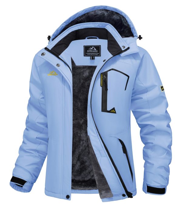 Women's Ski Jacket Waterproof Insulated Snow Jacket Warm Windproof Winter Coats with Hood Fleece Lined Jacket
