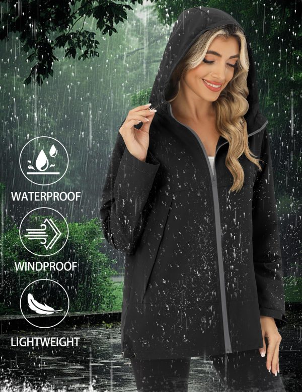 Rain Jacket Women Waterproof Lightweight Raincoat Lined Outdoor Hooded Windbreaker